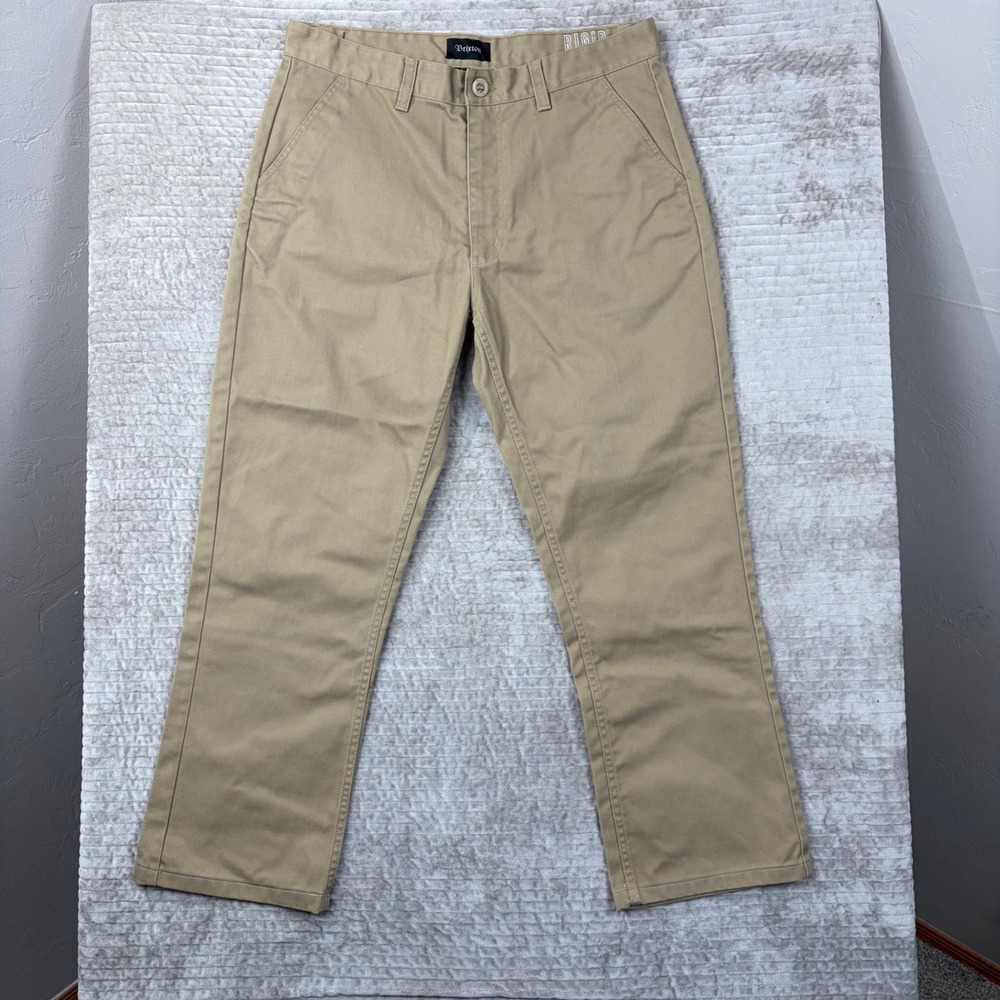 Brixton Fleet Pant Relaxed Fit Khaki Tan‎ Chino Work Pants Mens 36x33